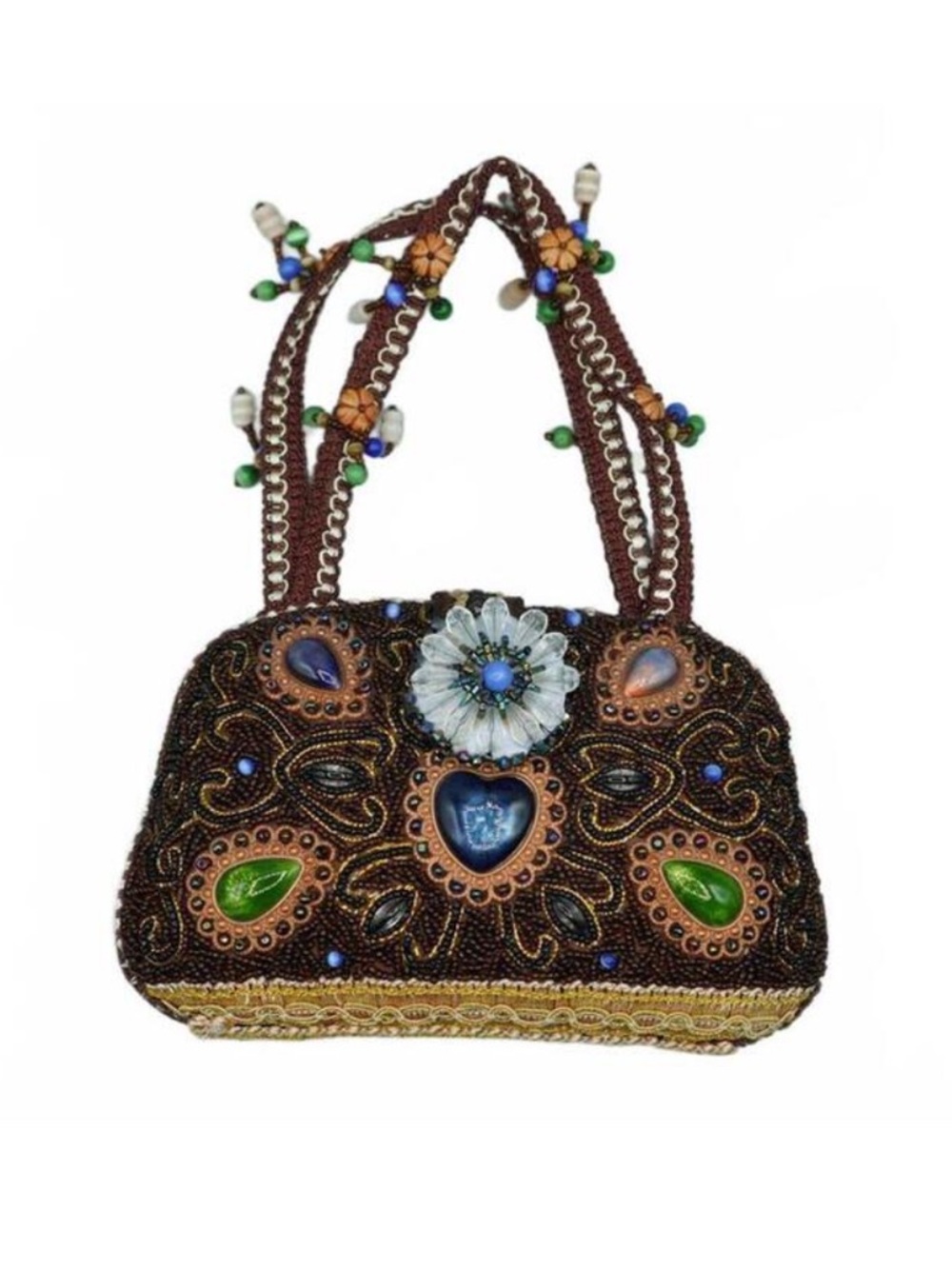 Butler‎ & Wilson Beaded Evening Bag Jeweled Heart Cabochon Crystal Purse